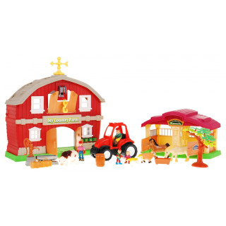 Farma dla dzieci 3+ zestaw figurek 18 el. + Stodoła z dźwiękami + Traktor + 4-osobowa Rodzina + Zwierzęta