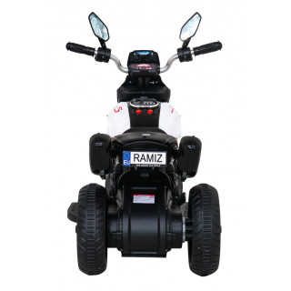 Motorek Fast Tourist na akumulator dla dzieci Biały + Audio + Światła + Ekoskóra