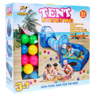 Plac zabaw 3w1 dla dzieci 3+ Namiot z tunelem + Suchy basen + Kulki + Koszykówka