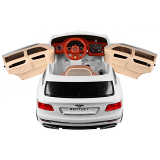 Auto na akumulator Bentley Bentayga dla dzieci Biały + Koła EVA + Radio MP3 + Pilot