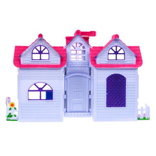 Rozkładana Domek dla dzieci 3+ Fioletowy + Figurki rodziny + Piesek + Meble + 2 piętra