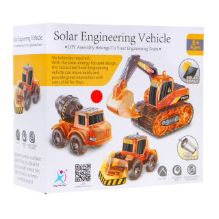 Edukacyjny zestaw solarnych pojazdów budowlanych 3w1 dla dzieci Koparka Betoniarka Spychacz