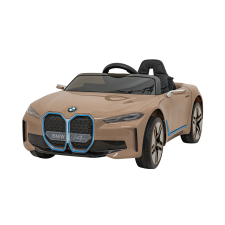 Autko BMW I4 na akumulator dla dzieci Złoty + Wolny Start + EVA + Ekoskóra + Audio LED + Pilot