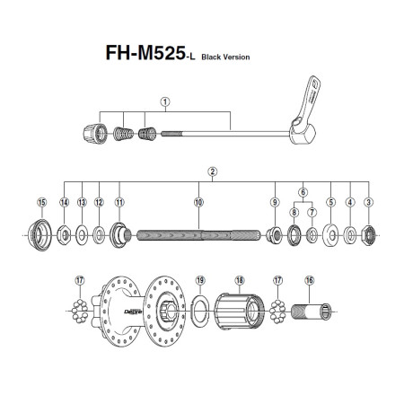 Galinė įvorė Shimano DEORE FH-M525 Disc 6-bolt 9/10-speed-32H