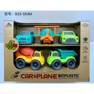 Set of 4 Vehicles + Plane BIOplastic