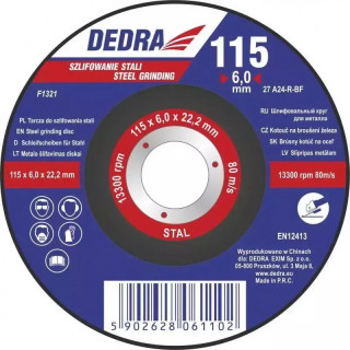 DEDRA Šlifavimo diskas plienui išgaubtas 125x6,0x22,2 F1322