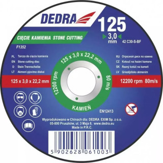 DEDRA Pjovimo diskas akmeniui išgaubtas 125x3,2x22,2' F1352