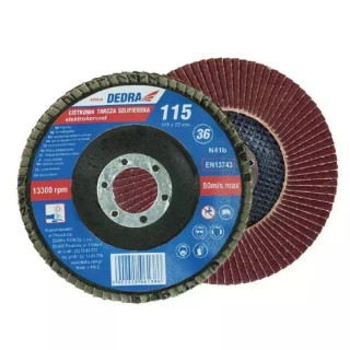 DEDRA Veduoklinis šlifavimo diskas (lapelinis šlifavimo diskas) 115x22mm 36 F20036