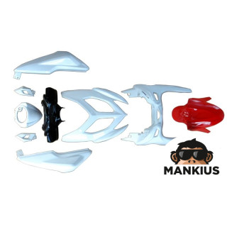 COVER SET, PLASTIC BODY PARTS WHITE-RED FOR YAMAHA AEROX