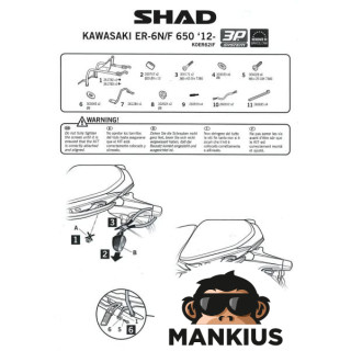 FITTING, 3P SIDE CASE SHAD FOR KAWASAKI ER6 N/6F