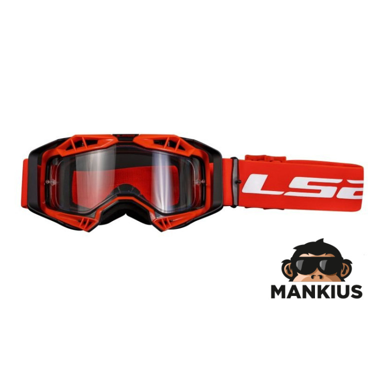 AURA GOGGLE BLACK RED WITH CLEAR VISOR