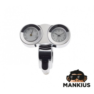CLOCK & THERMOMETER FOR 1" 7/8" HANDLEBAR CHROME CASING