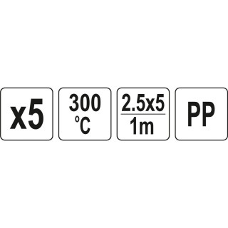 Plastiko suvirinimo juostų rinkinys (5vnt) (PP polipropilenas) 2.5x5mm 5х1m